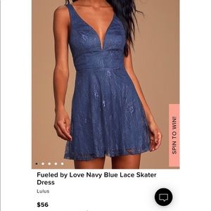 Lulus Navy Blue Lace Skater Style Women’s Dress